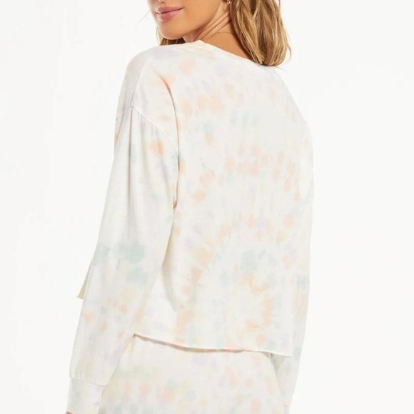 Z Supply Groovy Tie-Dye Long Sleeve Top | White - Picture 2 of 3